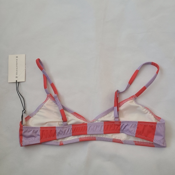 Solid & Striped The Rachel Bikini Top in Lavender Red Stripe - Picture 5 of 9